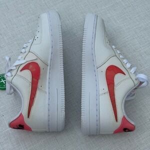 Nike Air Force 1 Low Cut Sneakers White/Red Love For‎ All Authentic Size 7